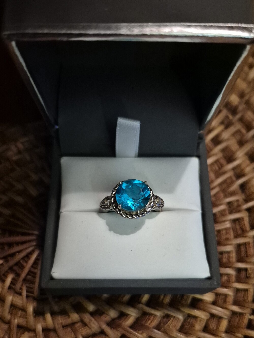 Sterling Silver Blue Gemstone Ring - Women Jewelry